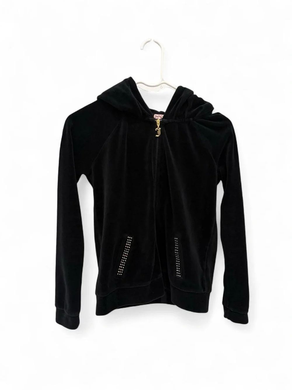 Vintage Juicy Couture Black Velour Graphic Hoodie